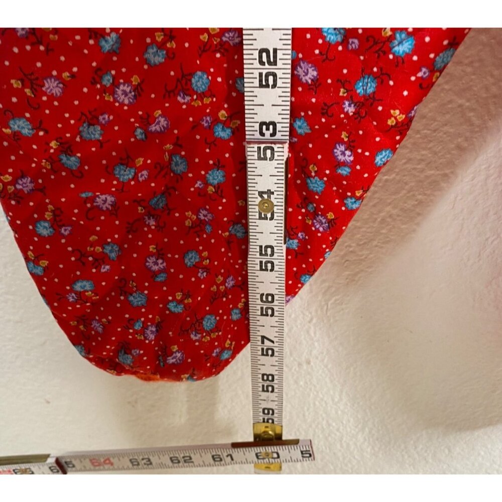 Vintage Wiman Red Floral Quilted Jumpsuit Sz Small Cottage Pajama Tie Waist 80s - Picture 15 of 15